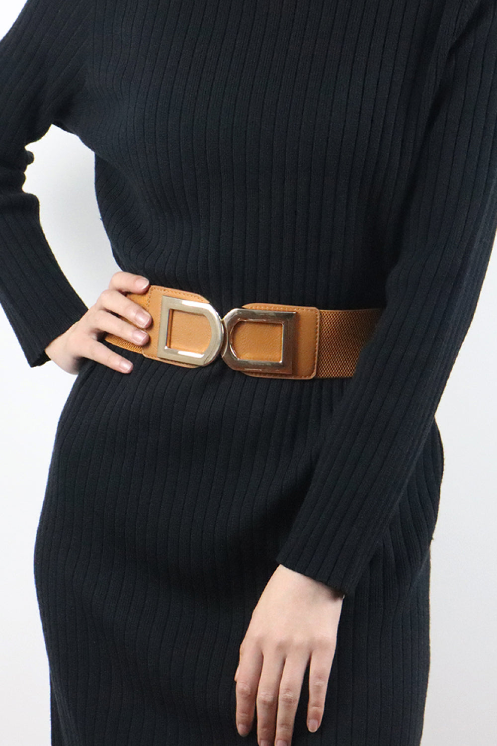 Double D Buckle PU Belt double buckle detail