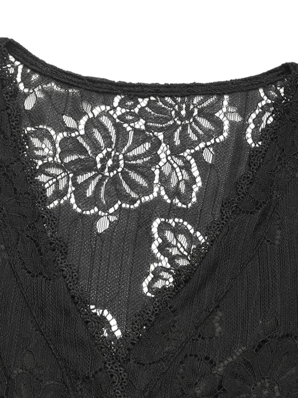 Perfee Lace Button Down Short Sleeve Shirt lace detail
