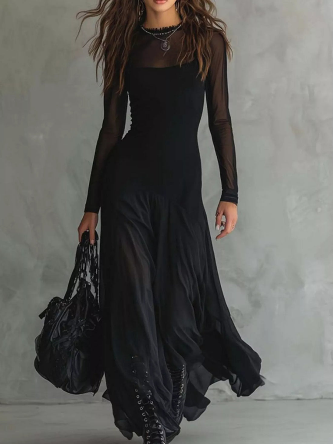 Plus Size Sheer Maxi Dress front view