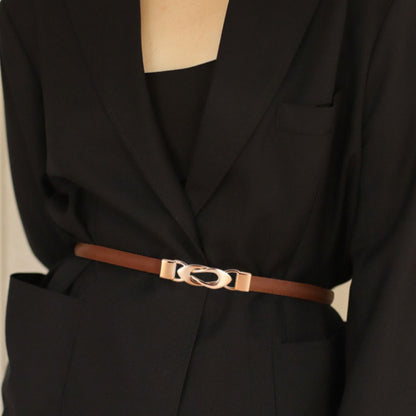 Stylish Skinny Leather Belt – Women&