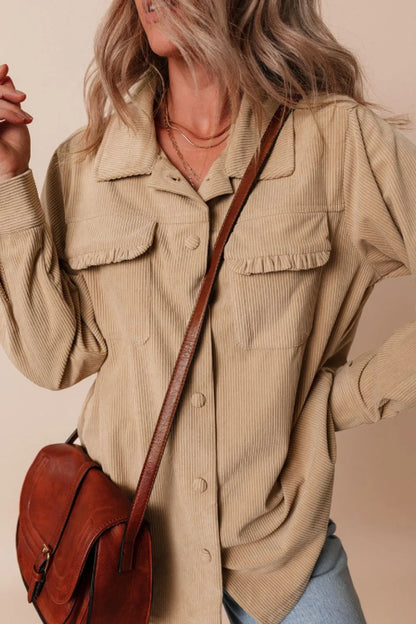 Long Sleeve Frill Shacket women&