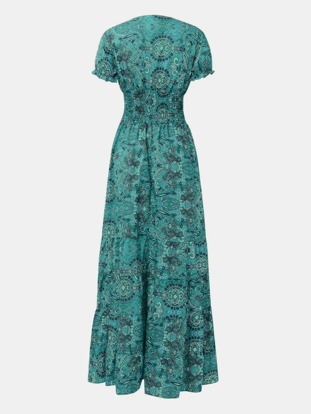 Smocked v-neck short sleeve dress smocked detail