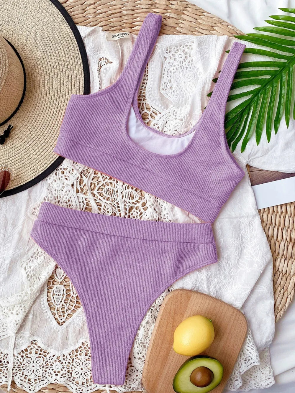 Scoop Neck Wide Strap Swim Set – Women&