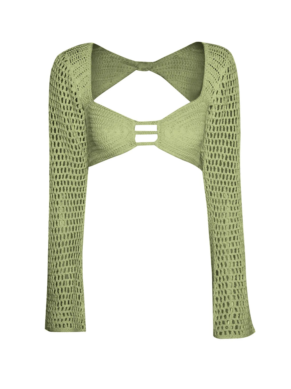 Tied Long Sleeve Cover Up Set openwork design