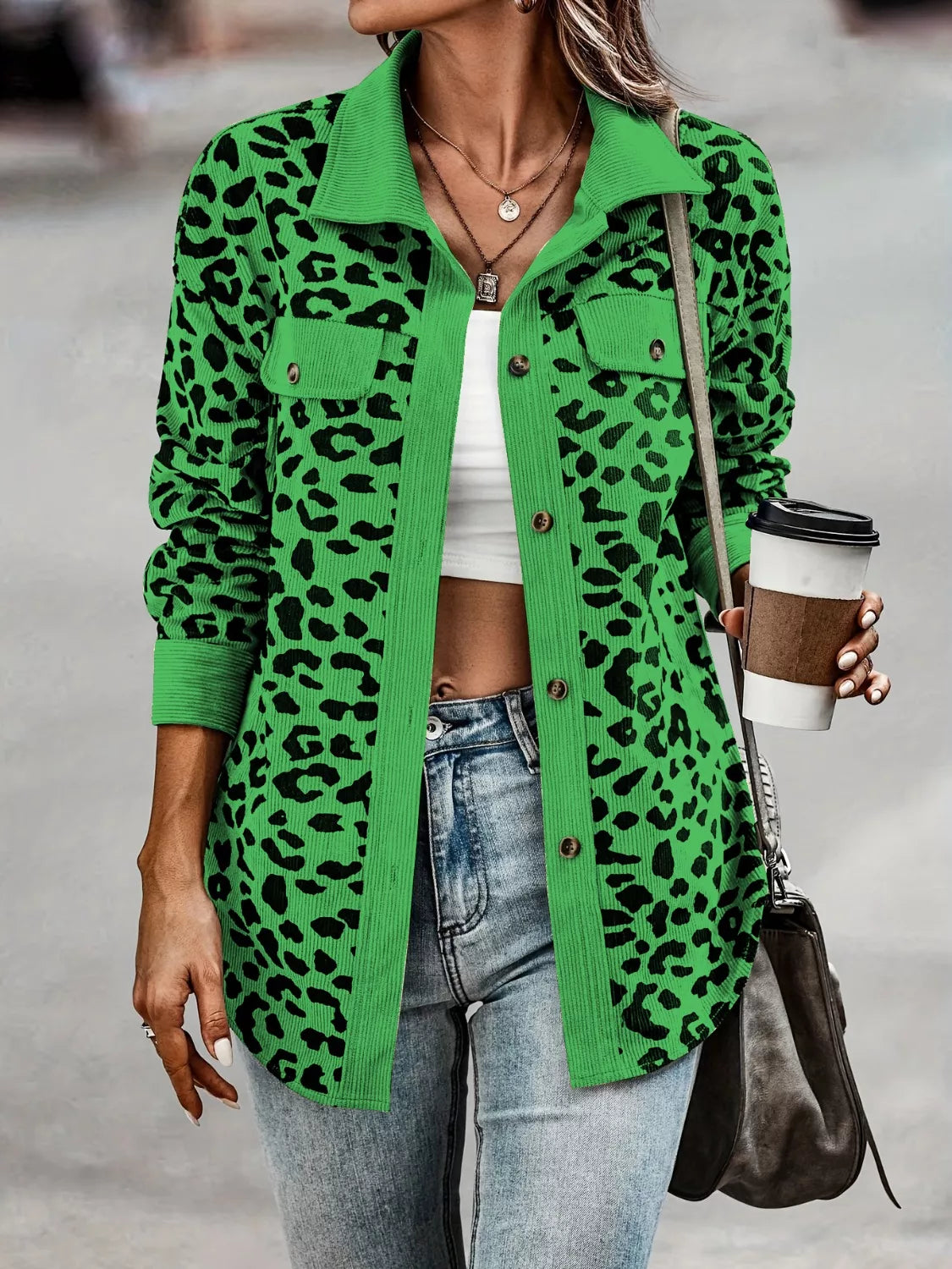 Plus Size Leopard Print Jacket leopard print design