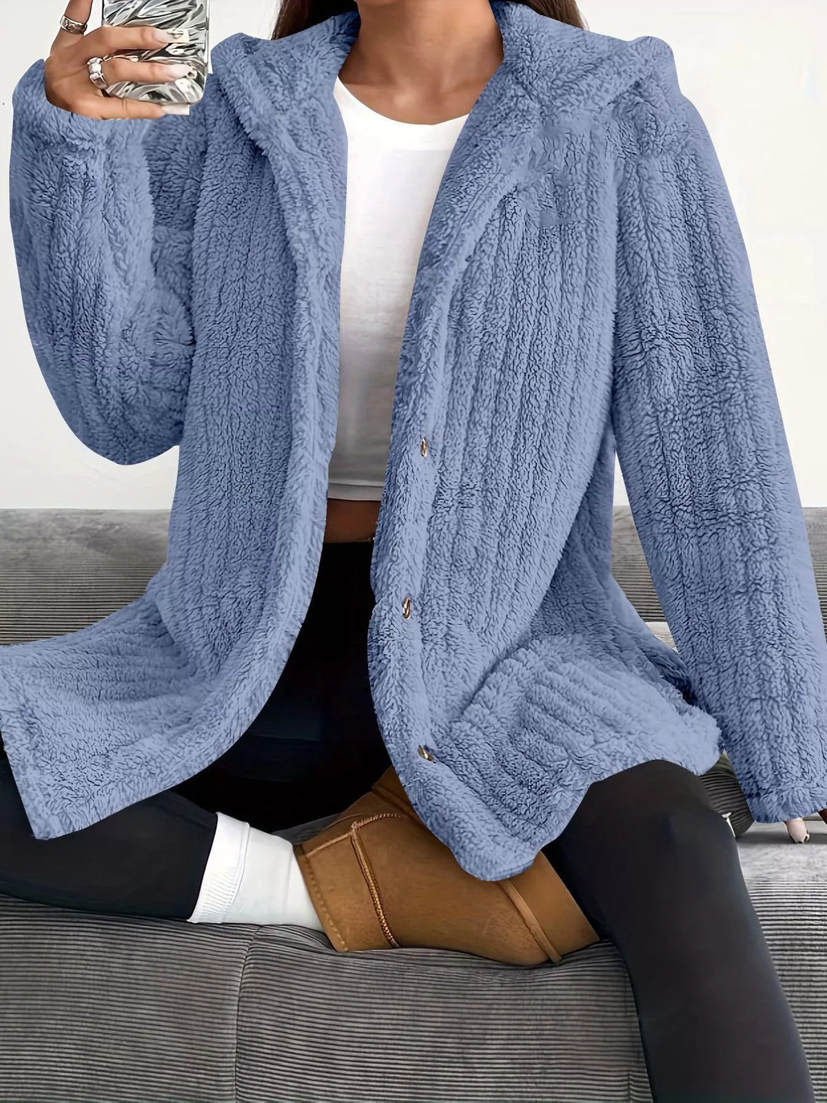 Plus Size Fleece Hooded Jacket women&