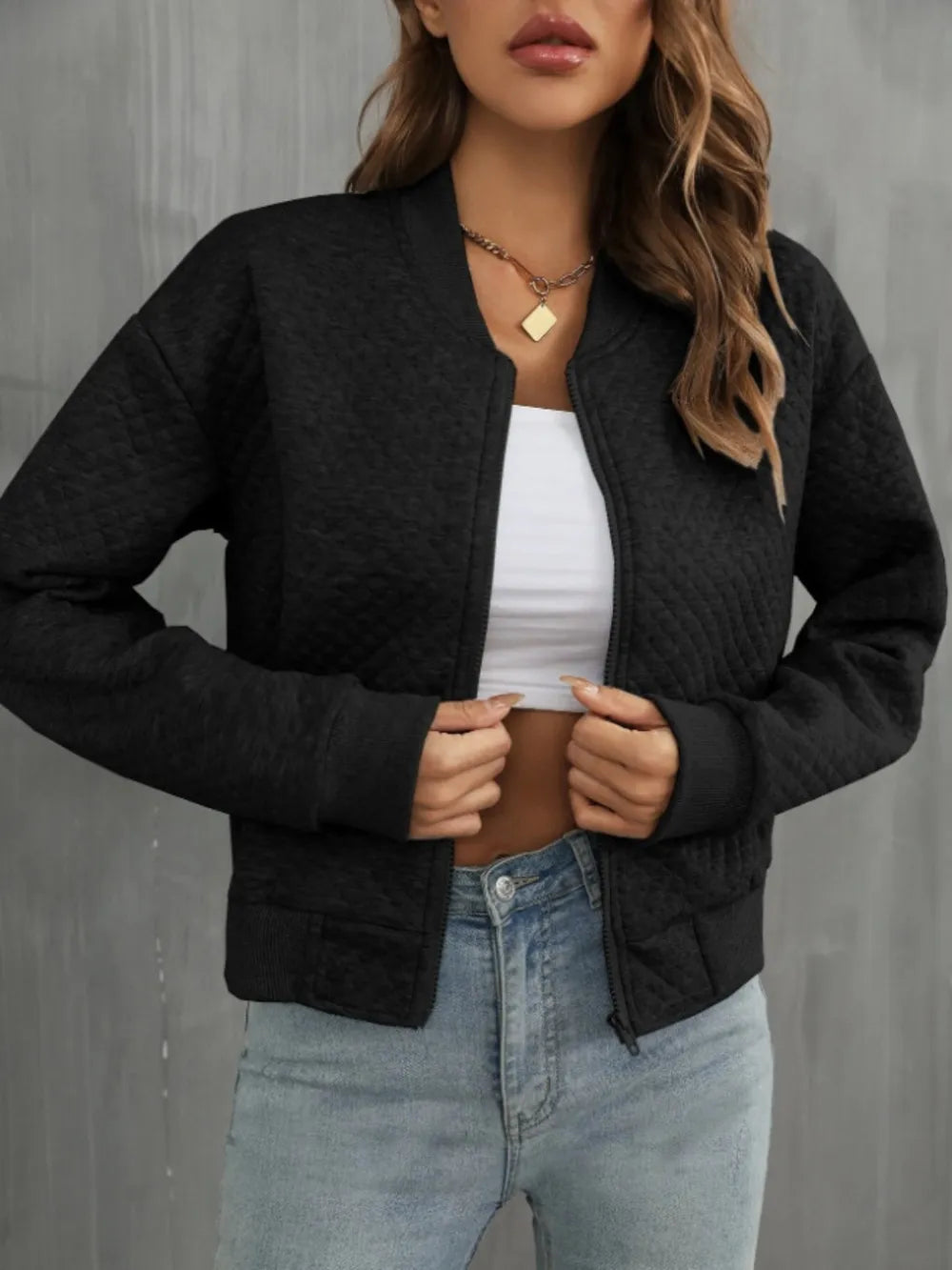 Zip Up Long Sleeve Jacket long sleeve design