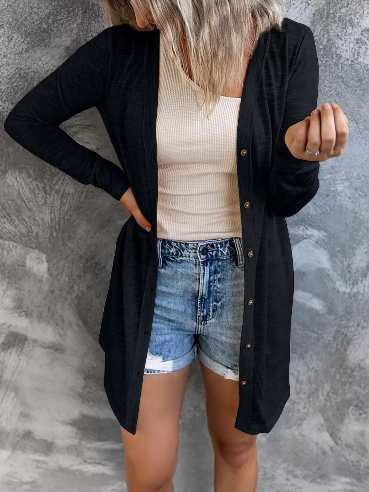 Lightweight Button-Down Cardigan women&