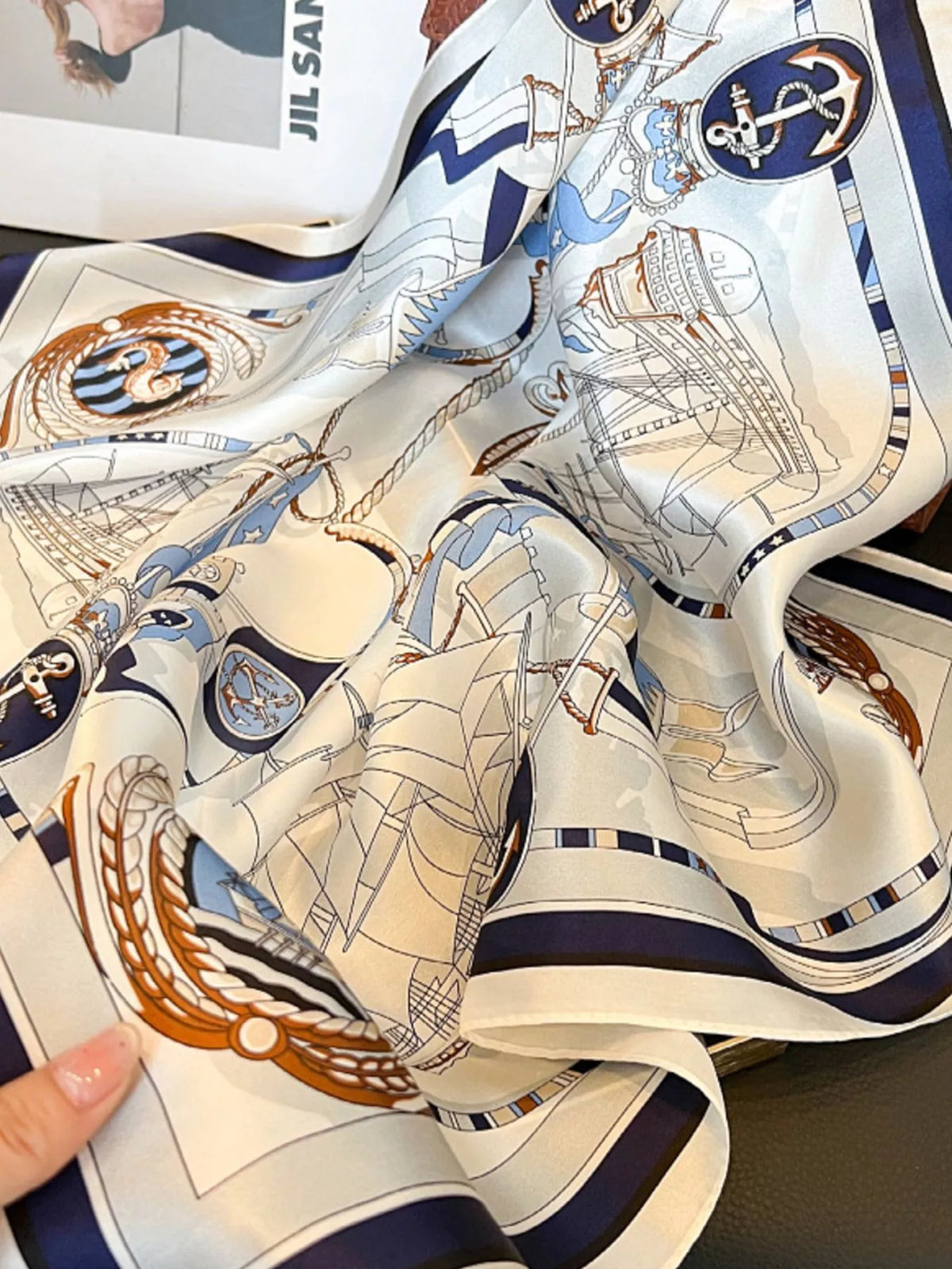 Nautical Print Silk Scarf silk fabric