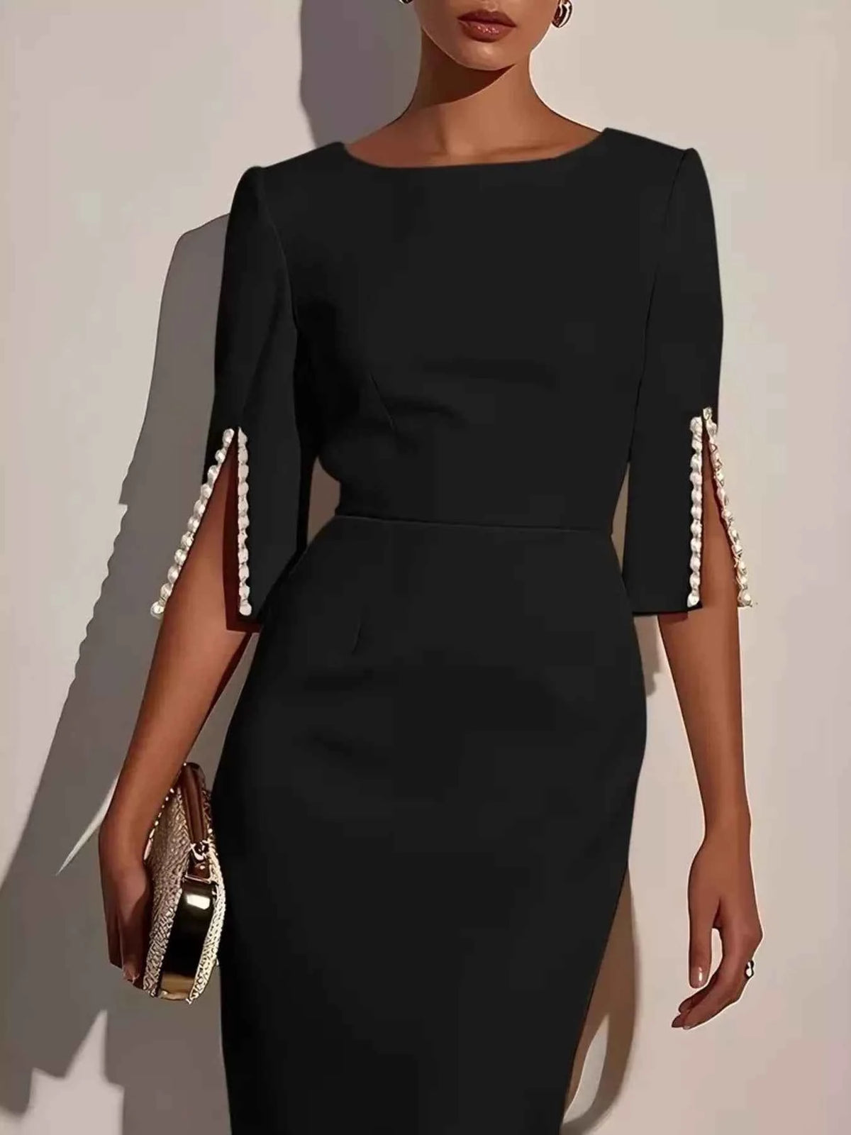 Transform Your Style with Our Elegant Midi Dress with Slit Sleeves