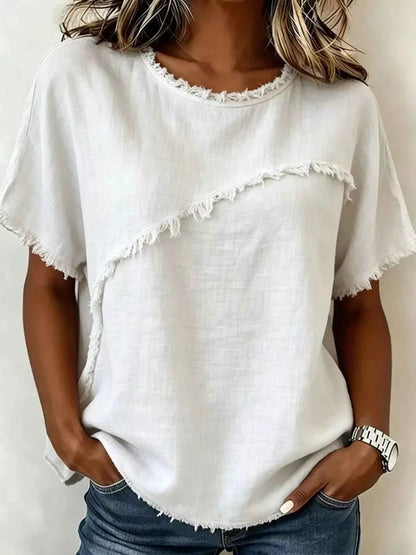 Upgrade Your Look with Our Plus Size Frayed Hem Top for Effortless Chic