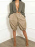 Pleated high waist shorts with drawstring waist