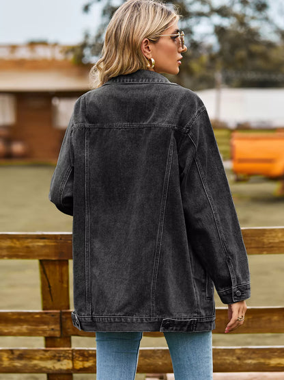Oversized Button Up Denim Jacket casual style