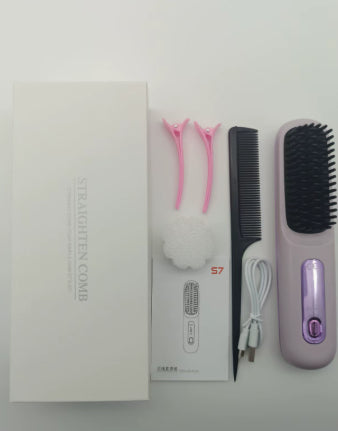 Wireless hair straightener brush for smooth hair