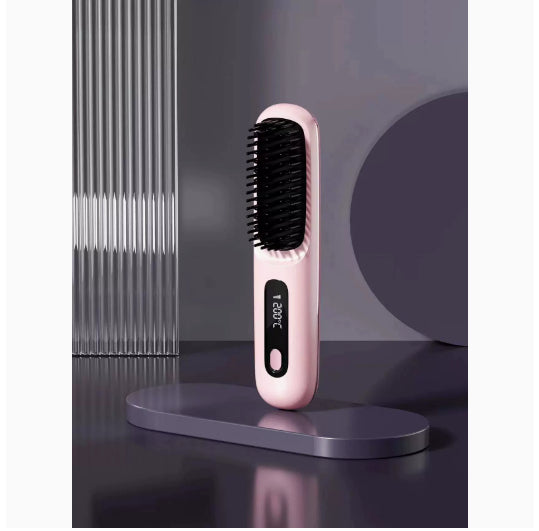 Wireless hair straightener brush for smooth hair