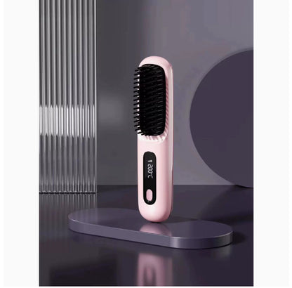 Wireless hair straightener brush for smooth hair