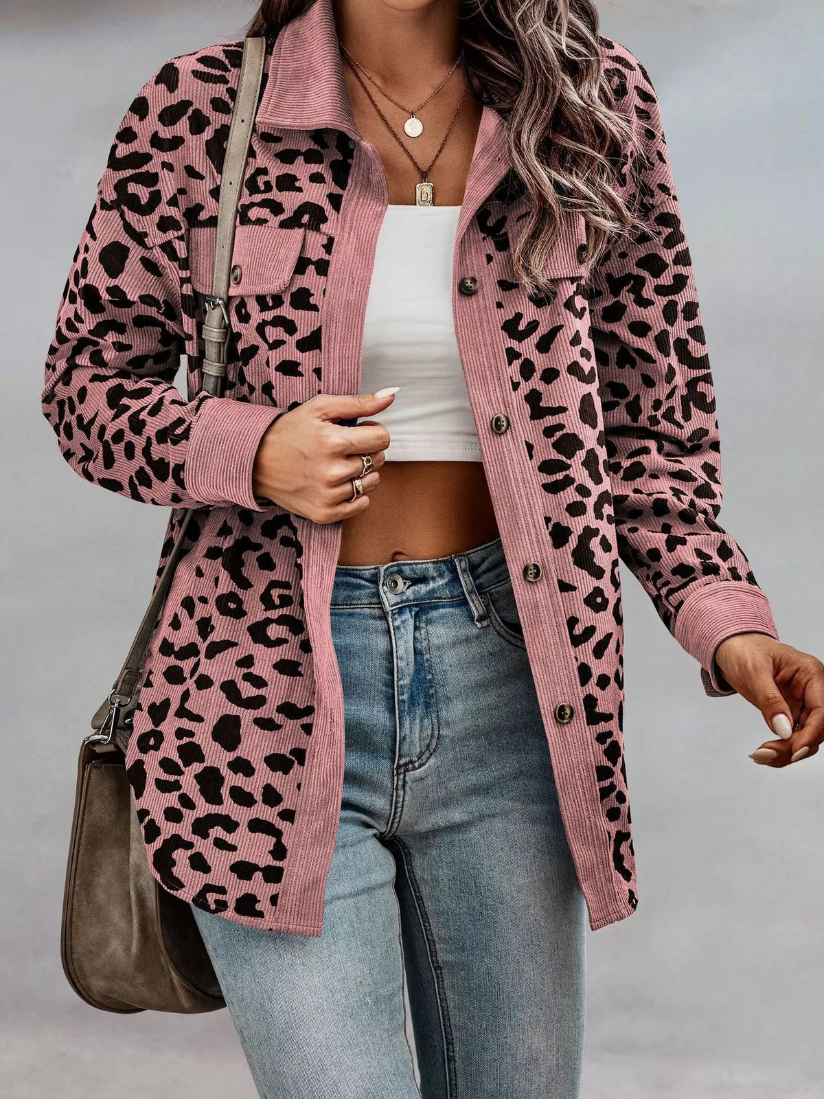 Plus Size Leopard Print Jacket leopard print design