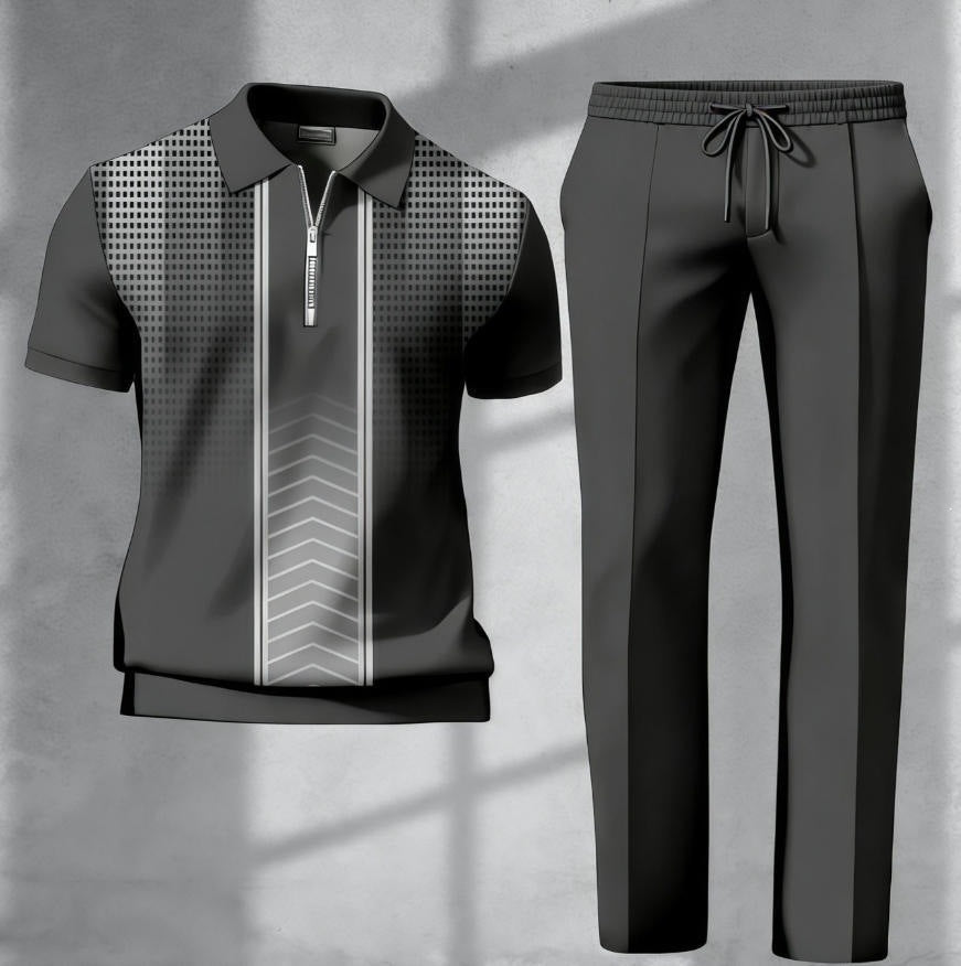 Mens 3D printed shirt and pants set casual outfit