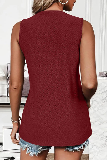 Eyelet Round Neck Tank sleeveless design