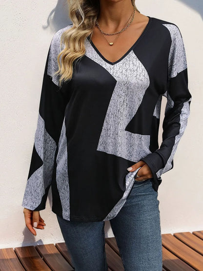 Color Block V-Neck T-Shirt color block design