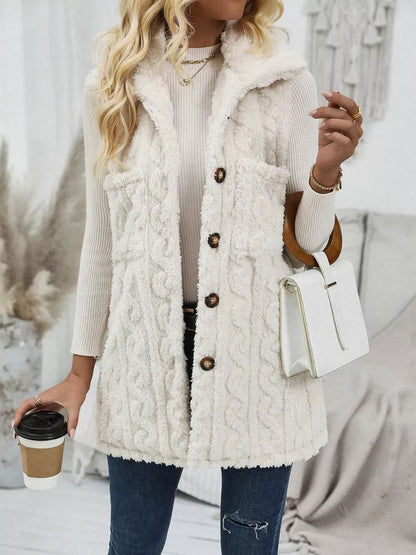 Fuzzy Button Up Vest Coat cozy style