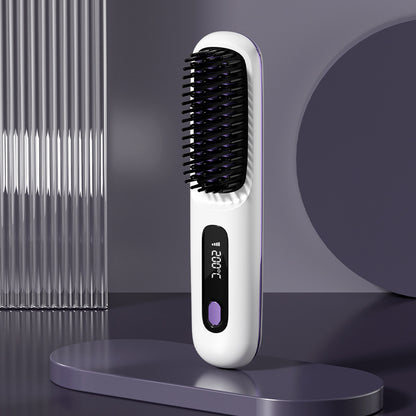 Wireless hair straightener brush for smooth hair