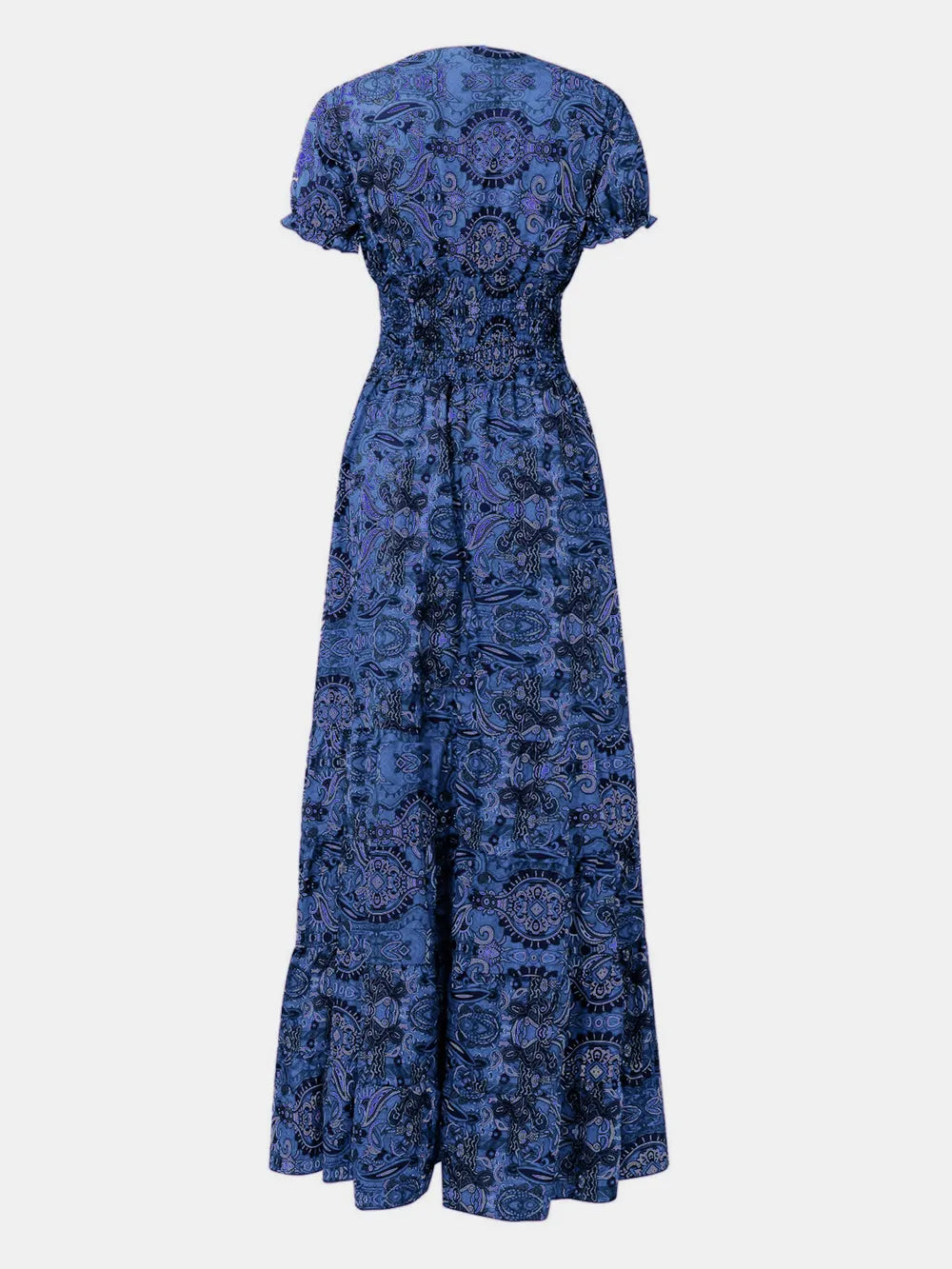Smocked v-neck short sleeve dress smocked detail