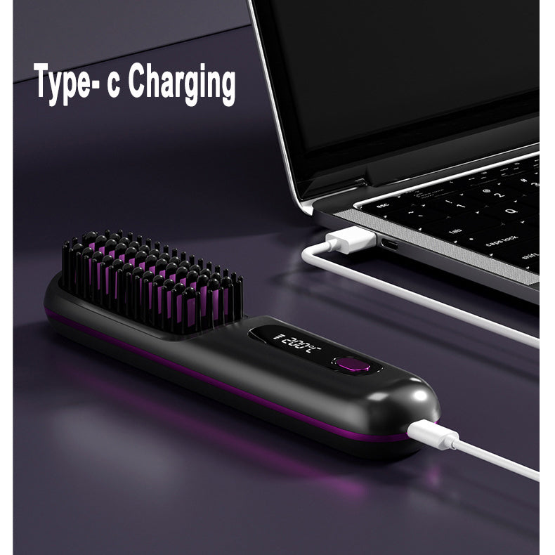 Wireless hair straightener brush for smooth hair
