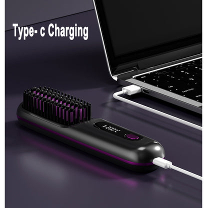 Wireless hair straightener brush for smooth hair
