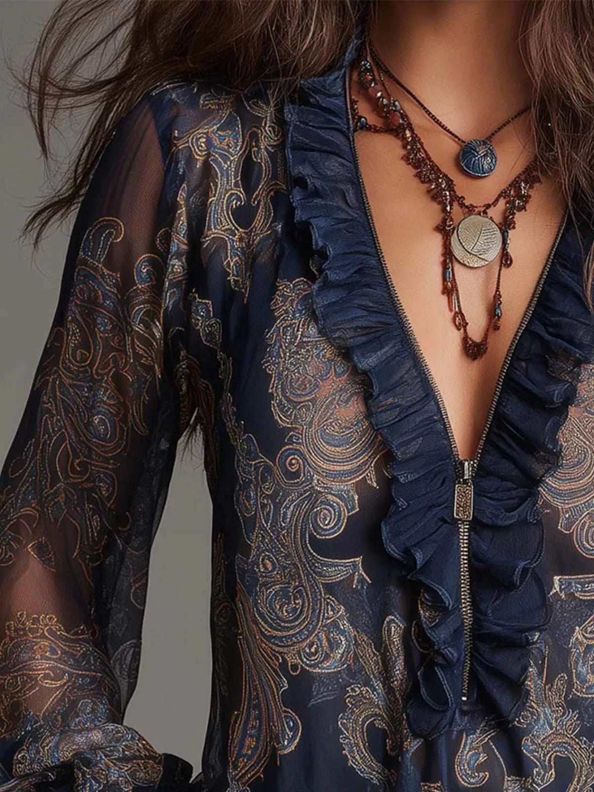Plus Size Paisley Print Blouse women&