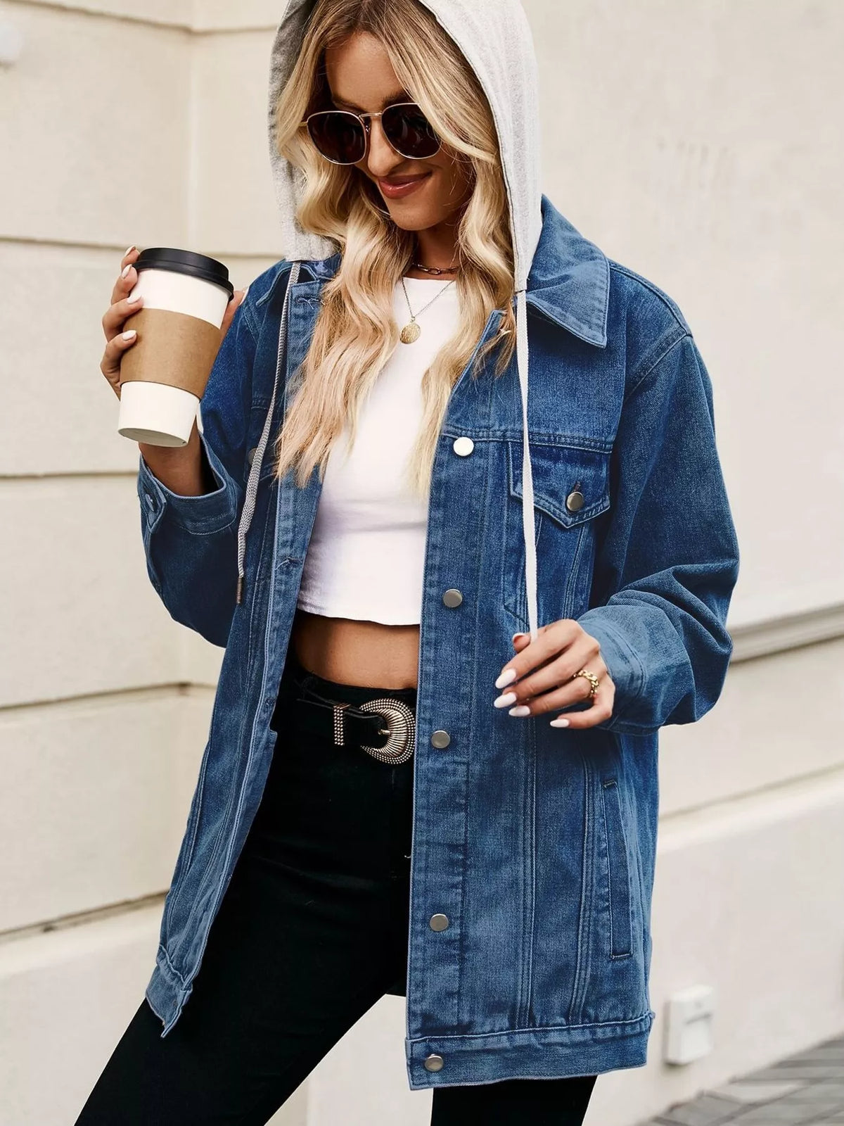 Oversized Button Up Denim Jacket casual style