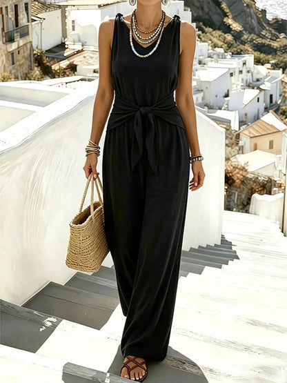 Elevate Your Style with Our Sleeveless Wide-Leg Jumpsuit
