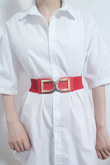 Double D Buckle PU Belt double buckle detail
