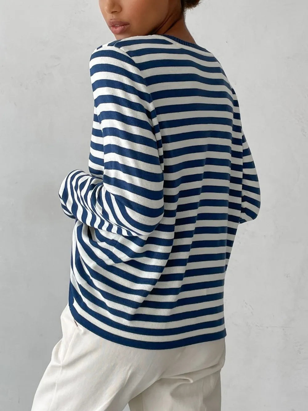 Striped Long Sleeve Sweater styled outfit