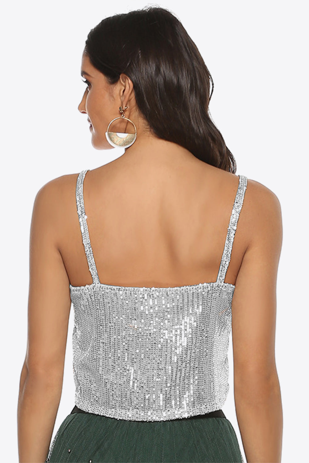 Sequin Cropped Cami V-neck design
