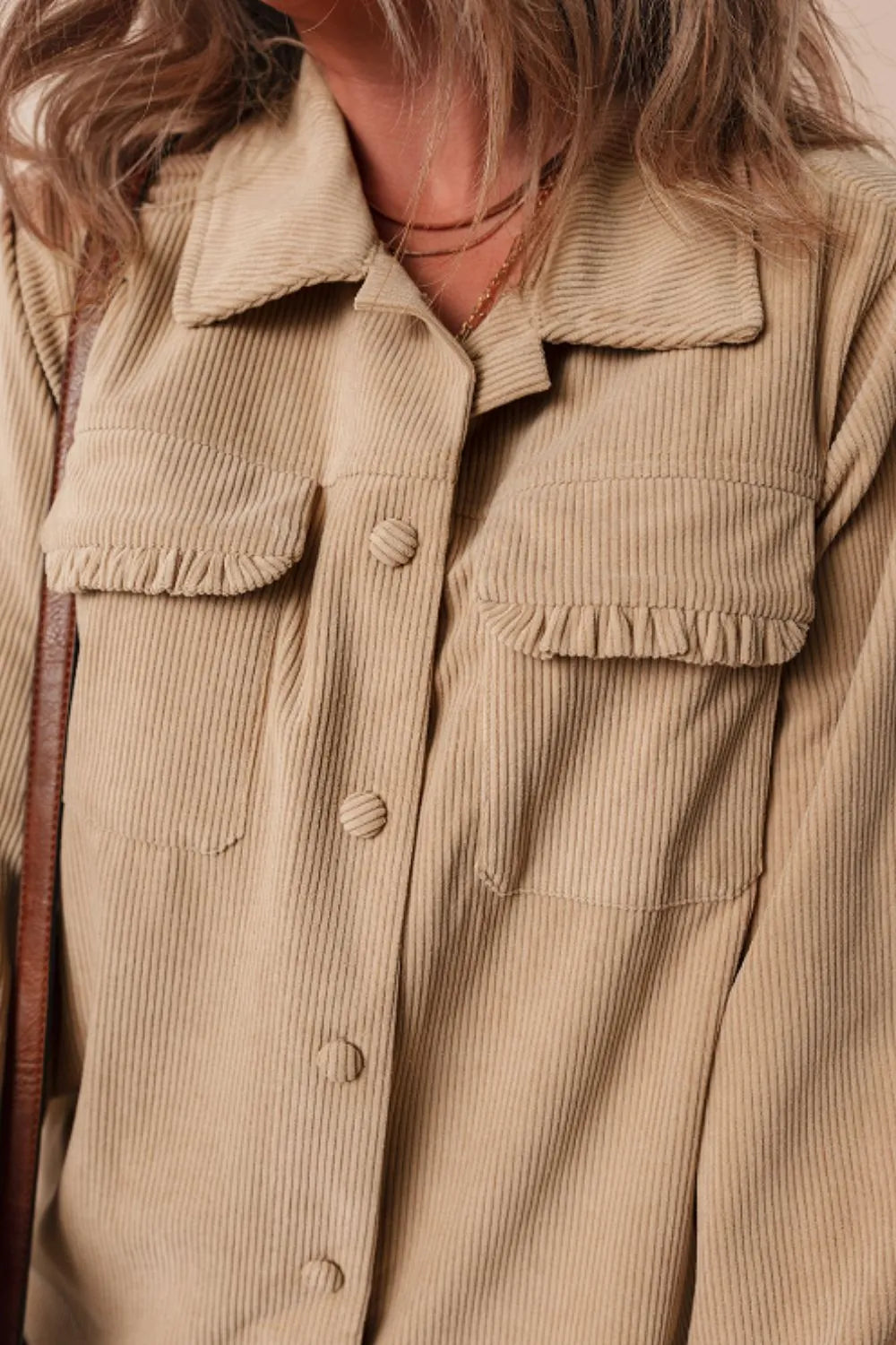 Long Sleeve Frill Shacket women&