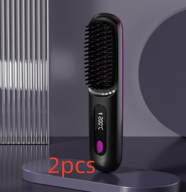 Wireless hair straightener brush for smooth hair