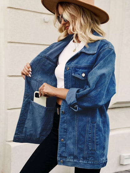 Oversized Button Up Denim Jacket casual style