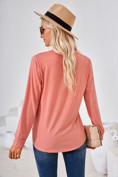 Square Neck Ruched Long Sleeve Blouse long sleeve design