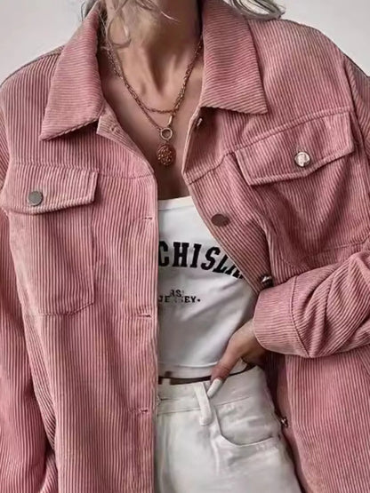Casual Corduroy Shacket women&