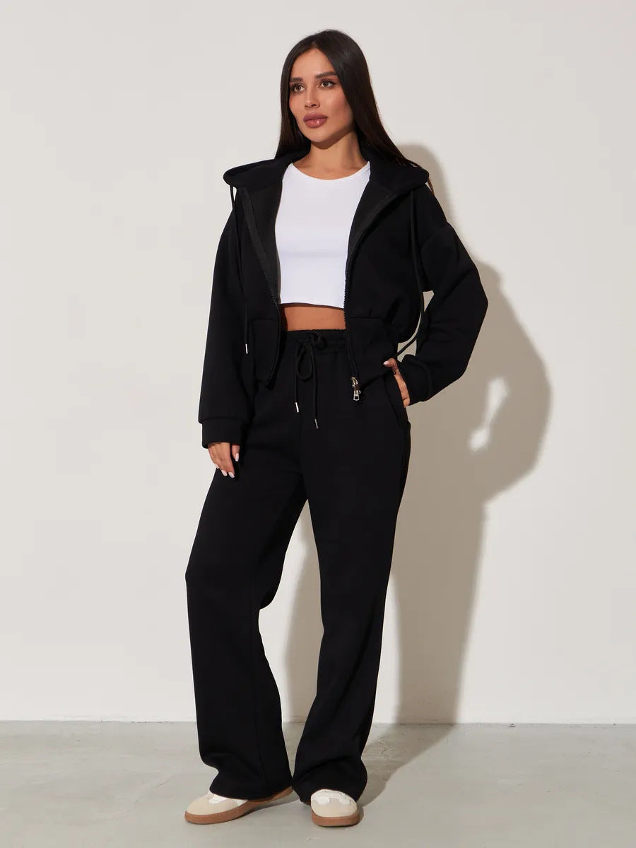 Coat and Wide-Leg Pants Set women&