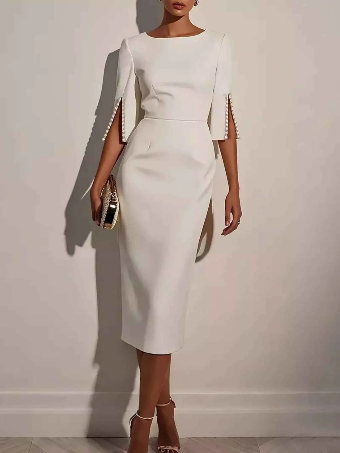 Transform Your Style with Our Elegant Midi Dress with Slit Sleeves