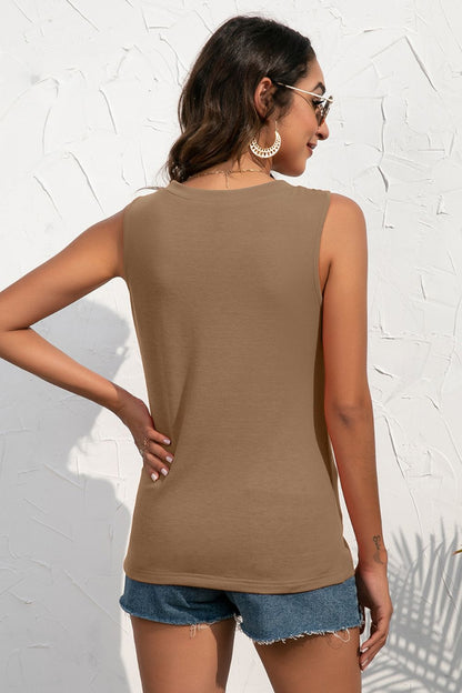 Ivy Lane Deep V Tank decorative button detail