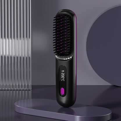 Wireless hair straightener brush for smooth hair