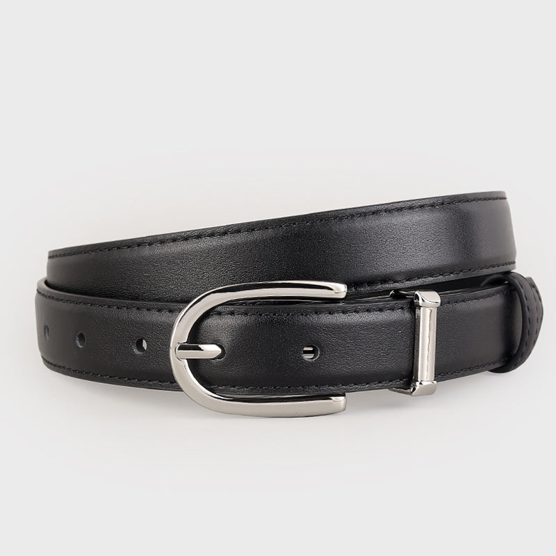 Classic Leather Belt with Silver Buckle fashion accessory