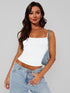 Lace Trim Straight Neck Cami lace trim detail