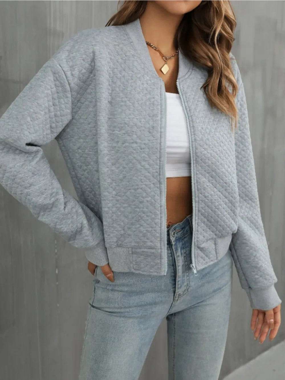 Zip Up Long Sleeve Jacket long sleeve design