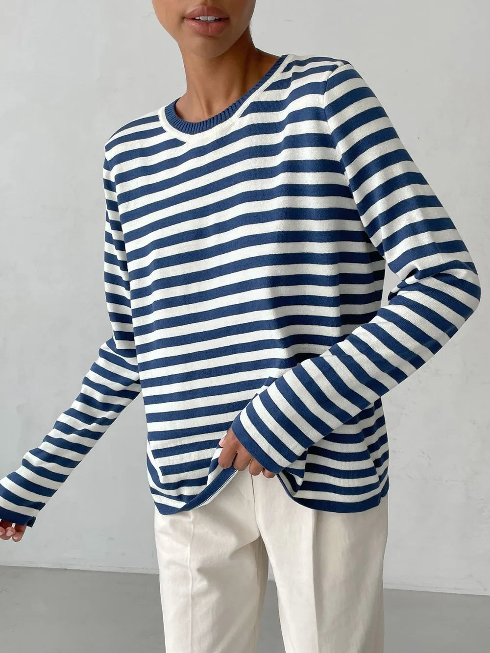 Striped Long Sleeve Sweater styled outfit