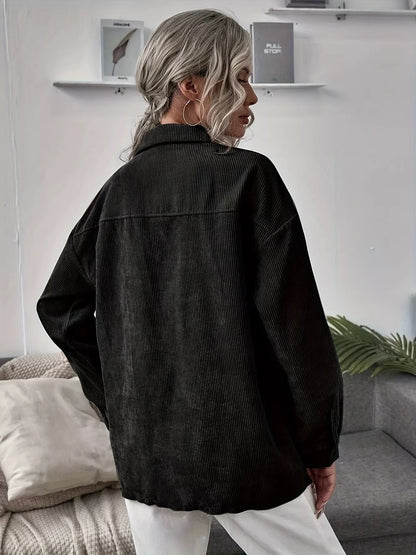 Casual Corduroy Shacket women&
