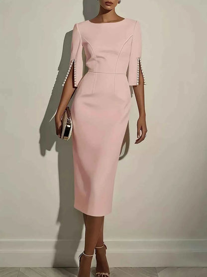 Transform Your Style with Our Elegant Midi Dress with Slit Sleeves